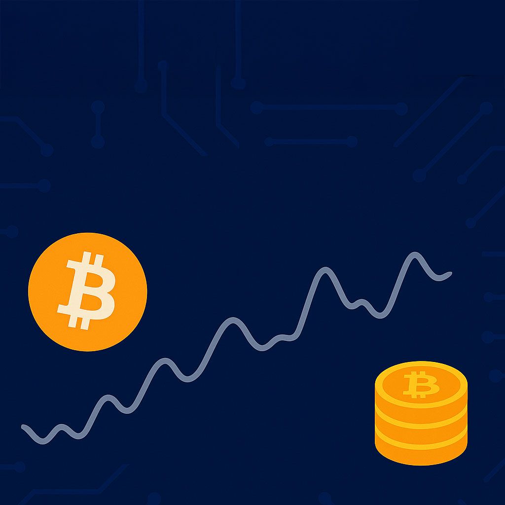 Live Bitcoin price illustration with upward chart and Bitcoin logo – bitcoin24.com